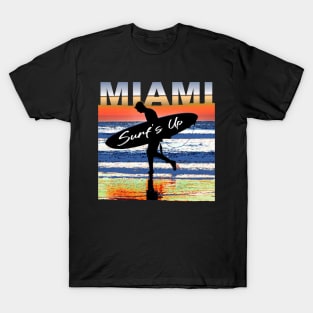 Miami Surf's Up Surfer Sunset T-Shirt